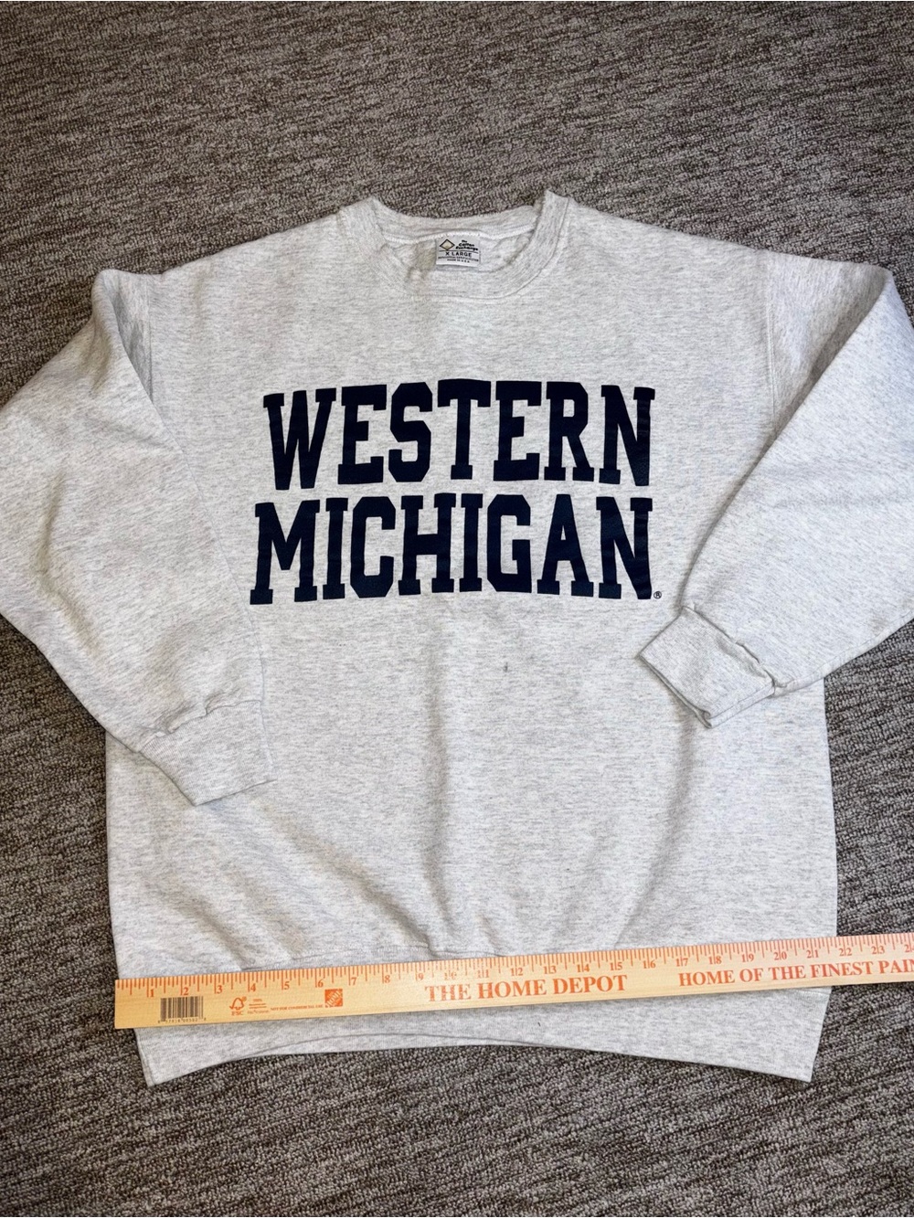 Vintage Western Michigan Crewneck Sweatshirt in Light Gray with Navy Lettering